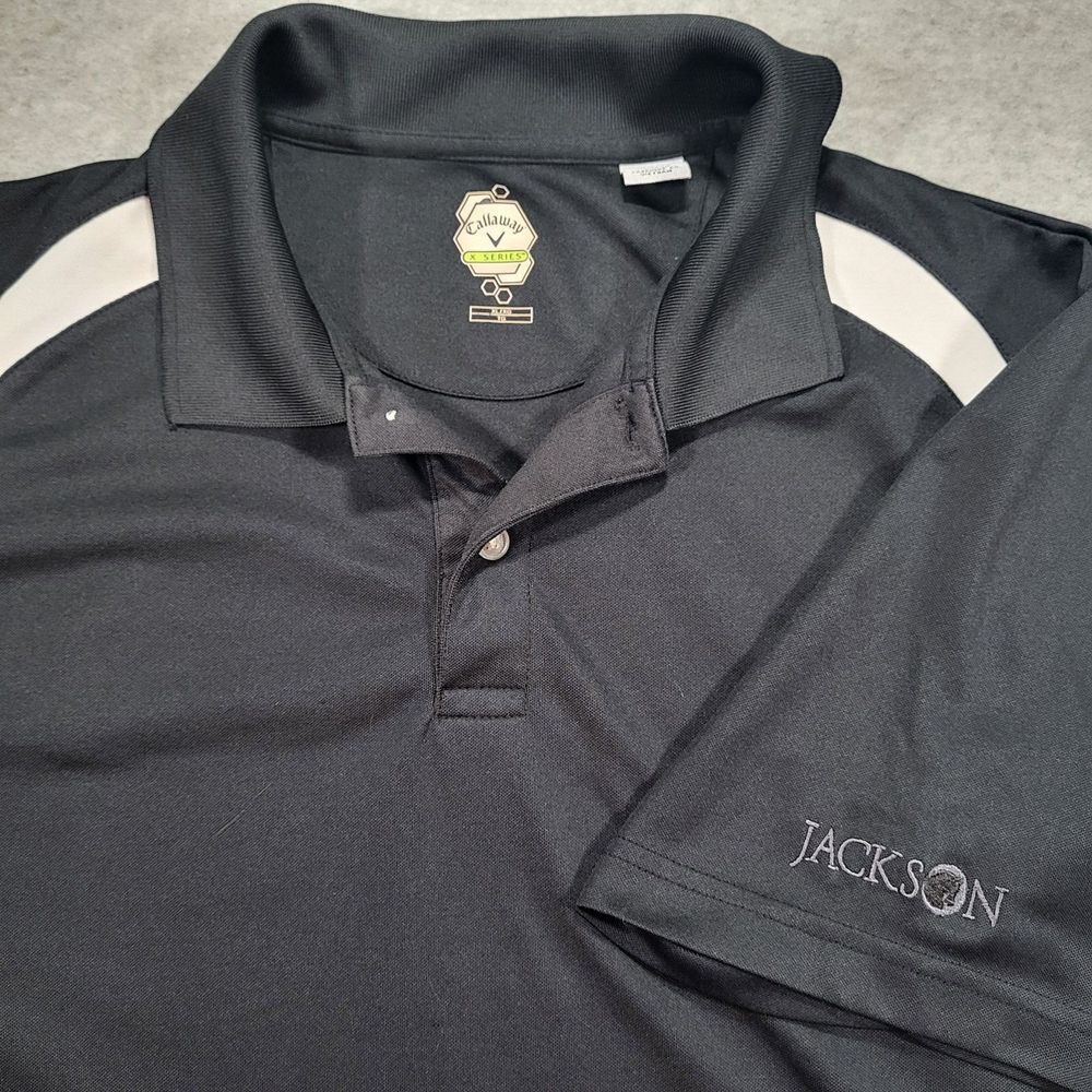 Callaway X Series Men's XL Black‎ Short Sleeve Golf Polo logo on sleeve
